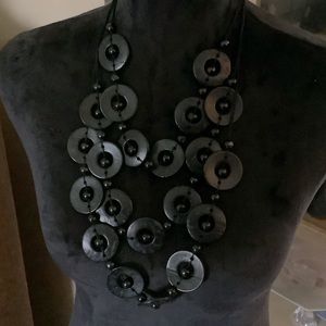 Wooden black necklace with matching earrings 🖤